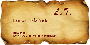 Lencz Tünde névjegykártya